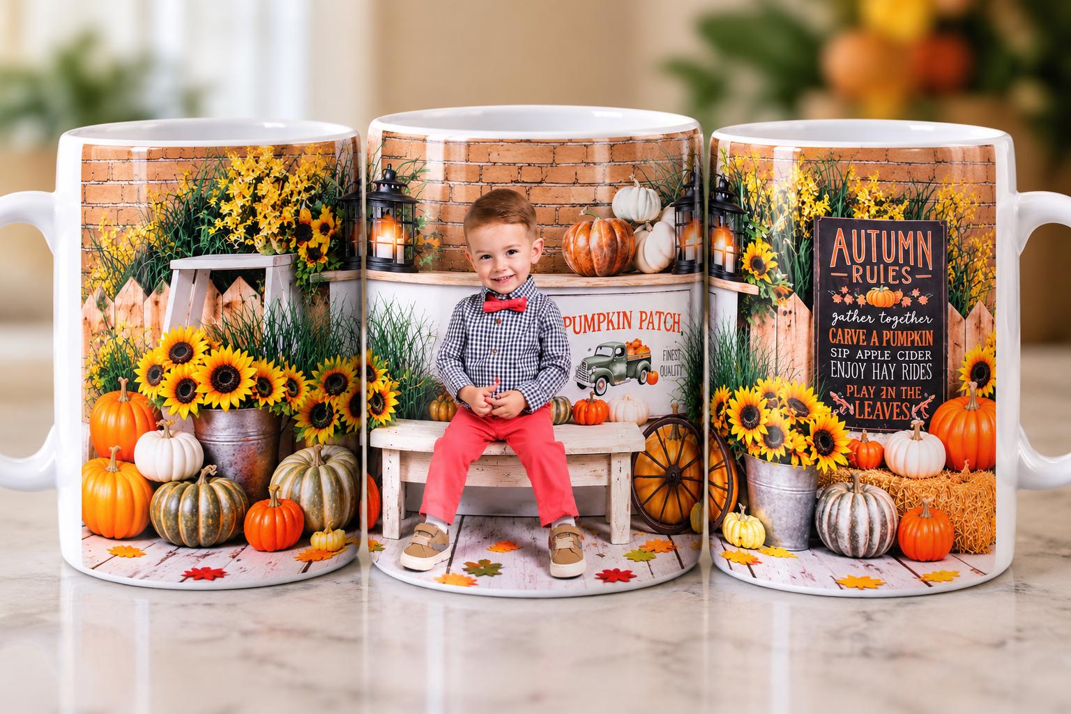 Personalized autumn birthday photo mug