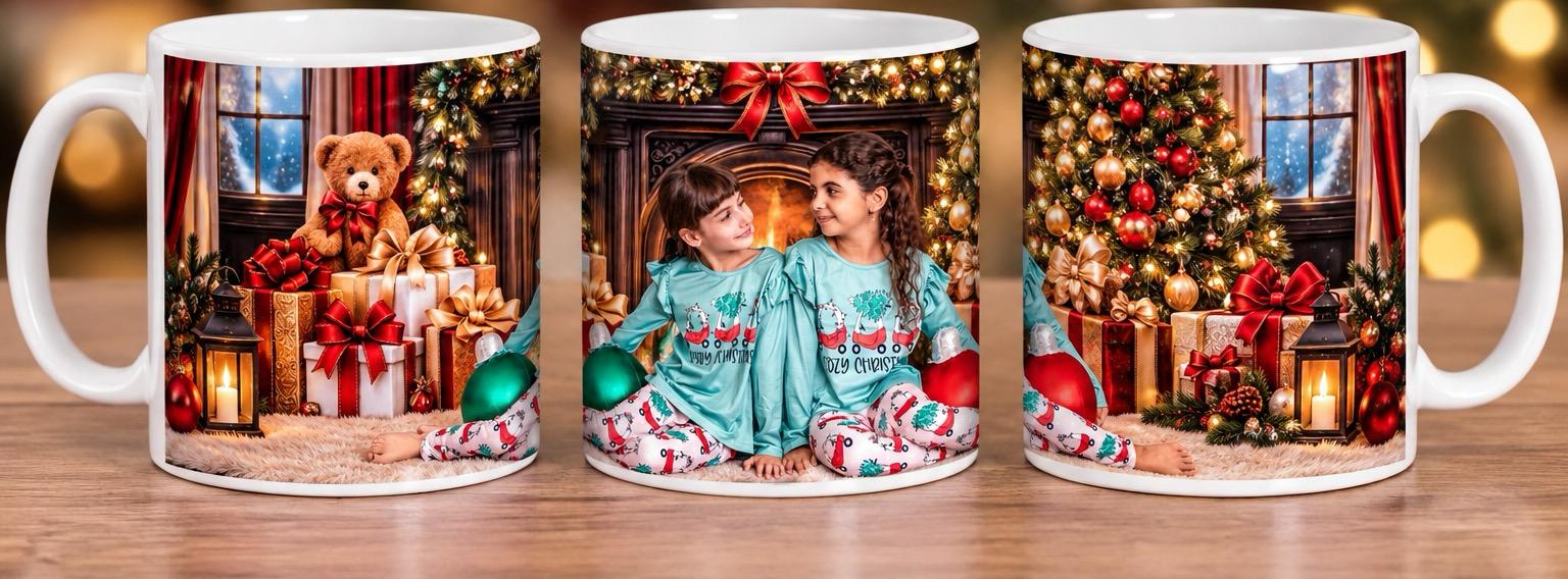 Christmas sisters personalized photo mug